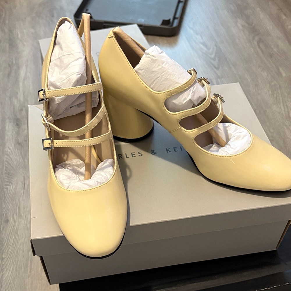 Charles & Keith Yellow Heeled Shoes
